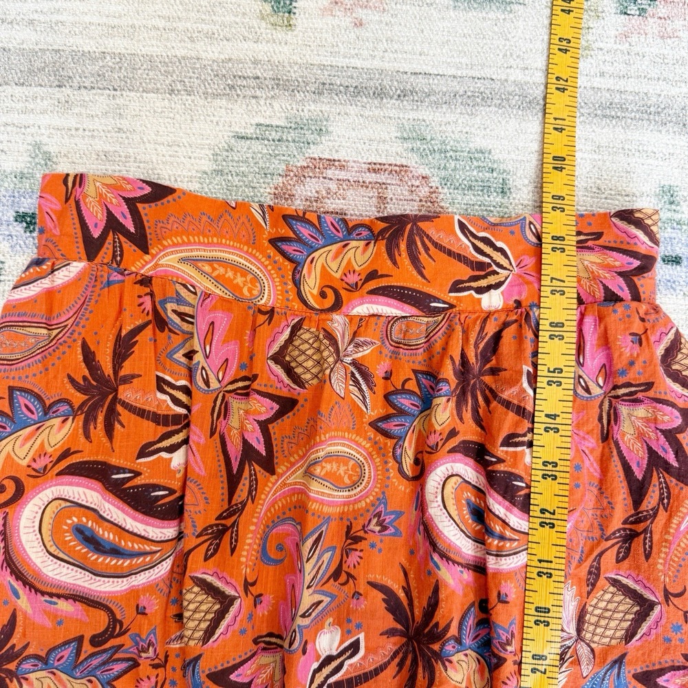 Boden Womens Paisley Tiered Maxi Skirt Size 10 Red Boho Prairie Peasant Cotton - Picture 5 of 6